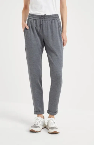 Brunello Cucinelli Joggers Elastic Waistband Rolled Cuffs In Blue
