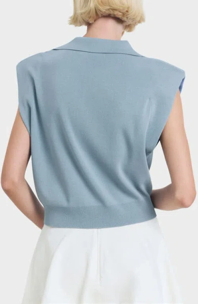 Mango Fine-knit Shoulder-padded Waistcoat Blue In Blue