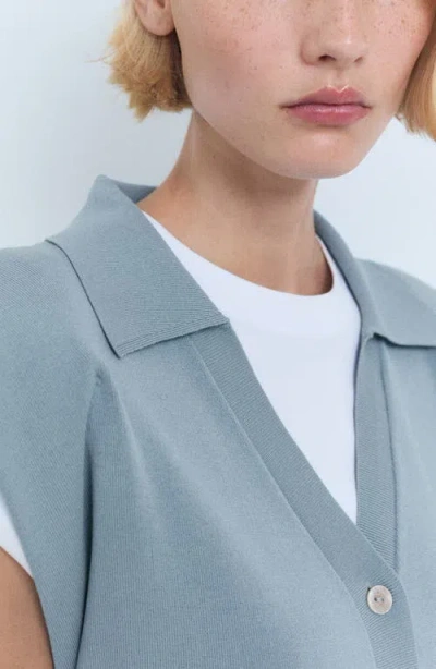 Mango Fine-knit Shoulder-padded Waistcoat Blue In Blue