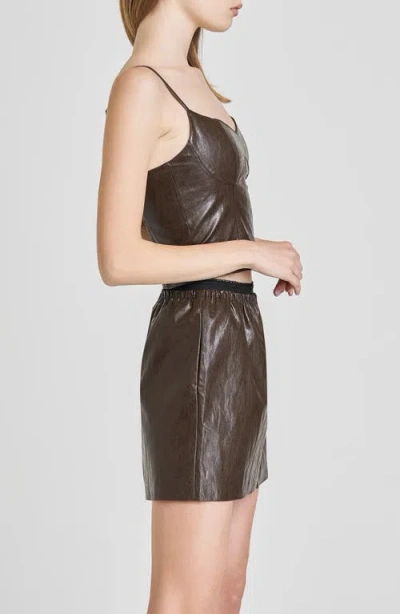 Wayf Estella Faux Leather Miniskirt In Brown