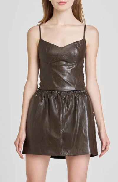 Wayf Estella Faux Leather Miniskirt In Brown
