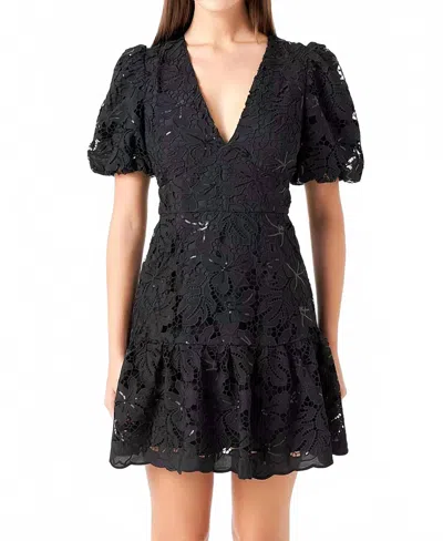 2.7 August Apparel Sequin Lace Mini Dress In Black In Black