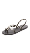 Ancient Greek Sandals Leather Yianna Sandals In Black & Platinum