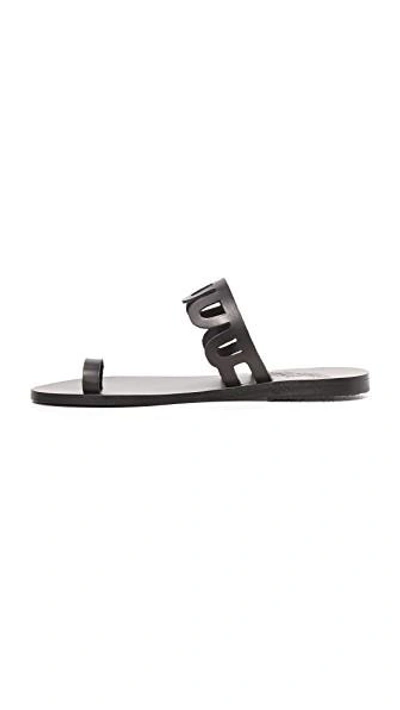 Shop Ancient Greek Sandals Venus Toe Ring Slides In Black