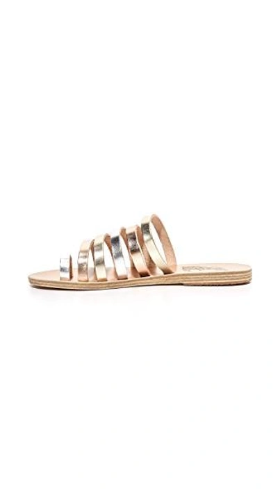 Shop Ancient Greek Sandals Niki Slides In Pink Metal/silver/platinum