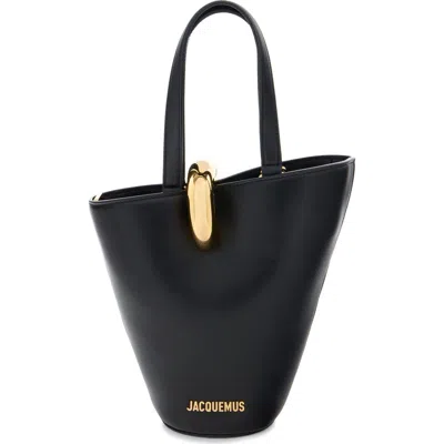 Jacquemus The Small Bambola Asymmetric Mini Bucket Bag In Black