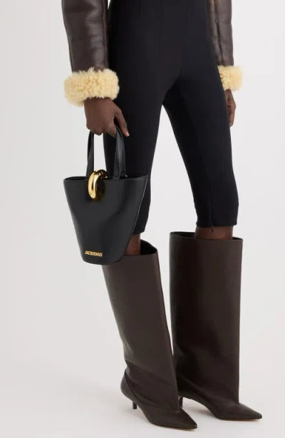 Jacquemus The Small Bambola Asymmetric Mini Bucket Bag In Black