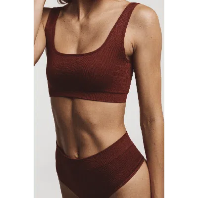 Ldma High Sculpt Ribbed Bra In Brown