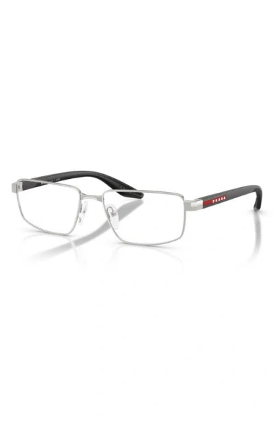 Prada Linea Rossa 55mm Rectangular Optical Glasses In Black