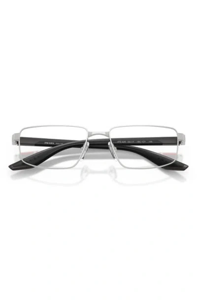 Prada Linea Rossa 55mm Rectangular Optical Glasses In Black
