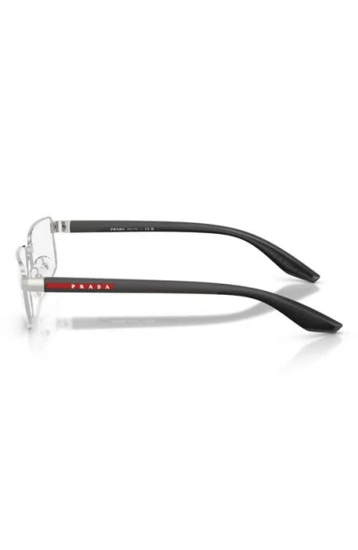 Prada Linea Rossa 55mm Rectangular Optical Glasses In Black