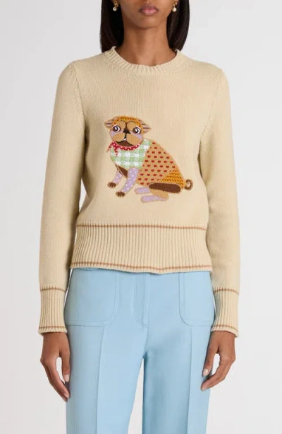 Valentino Le Chien De La Maison Embroidered Sweater In Neutral