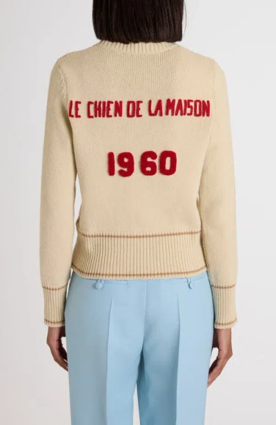 Valentino Le Chien De La Maison Embroidered Sweater In Neutral