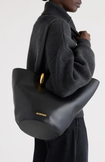 Jacquemus Le Petit Bambola Leather Top Handle Bag In Black