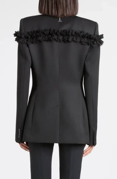 Alexander Mcqueen Ruffle Single-breasted Wrap Blazer Jacket In Black