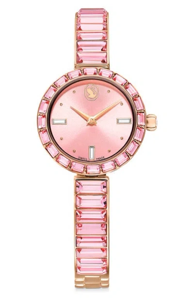 Swarovski Crystal Quartz Watch In Pink