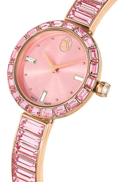 Swarovski Crystal Quartz Watch In Pink