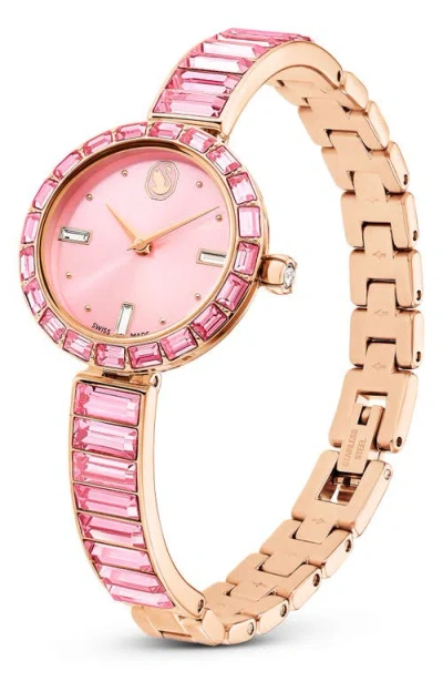 Swarovski Crystal Quartz Watch In Pink