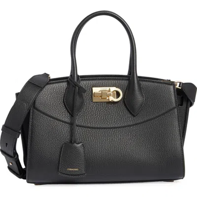 Ferragamo Structured Shoulder Bag Adjustable Strap In Black