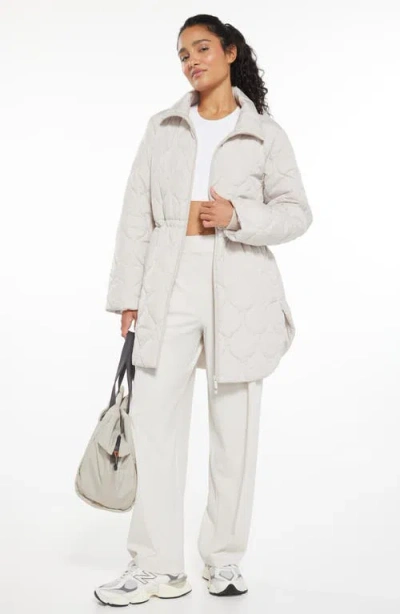 Zella Longline Onion Quilted Bomber Jacket In White