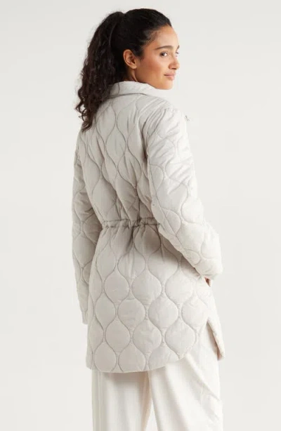 Zella Longline Onion Quilted Bomber Jacket In White