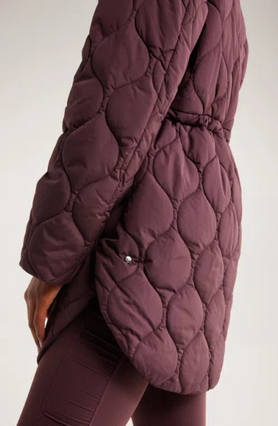 Zella Longline Onion Quilted Bomber Jacket In Purple