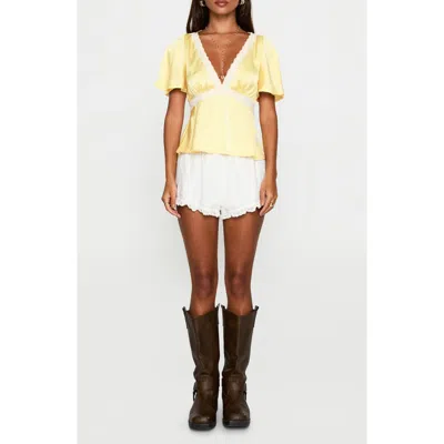 Princess Polly Lace Trim Satin Top In Yellow