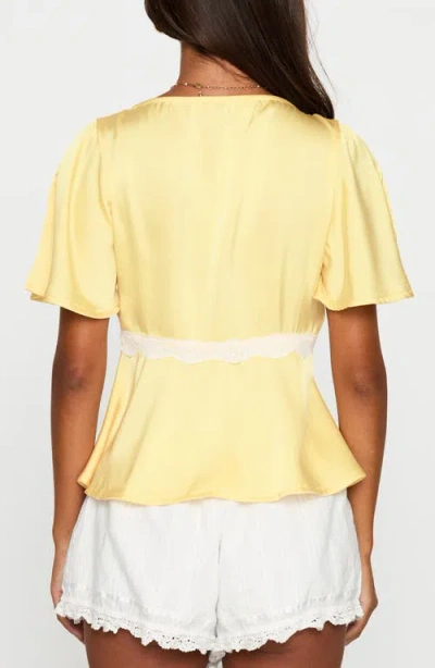 Princess Polly Lace Trim Satin Top In Yellow