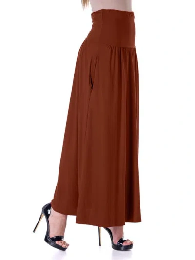 24seven Comfort Apparel Women's Foldover With Pockets Maxi Skirt In Brown