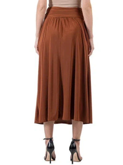 24seven Comfort Apparel Women's Foldover With Pockets Maxi Skirt In Brown