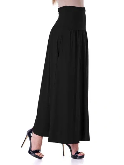 24seven Comfort Apparel Women's Foldover With Pockets Maxi Skirt In Black