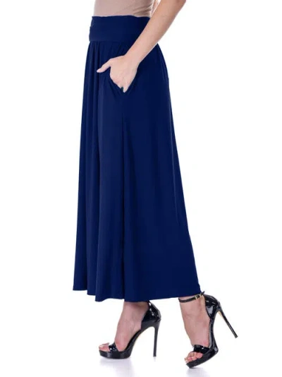 24seven Comfort Apparel Foldover Maxi Skirt With Pockets In Blue