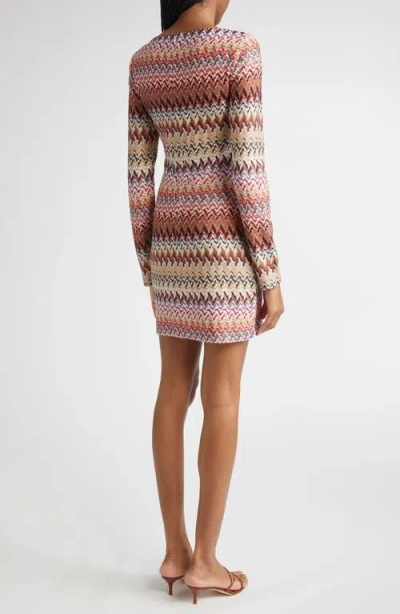 Missoni Metallic Zigzag Long Sleeve Knit Minidress In Multi
