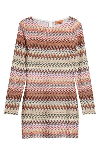 Missoni Metallic Zigzag Long Sleeve Knit Minidress In Multi