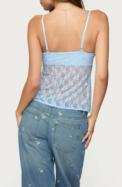 Edikted Priya Split Front Sheer Lace Camisole In Blue