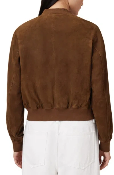 Allsaints Suede Zip-front Leather Jacket In Brown
