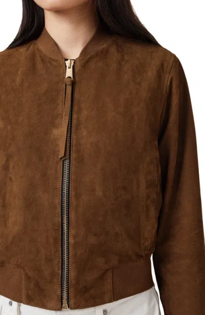 Allsaints Suede Zip-front Leather Jacket In Brown