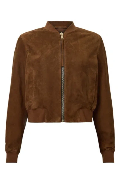 Allsaints Suede Zip-front Leather Jacket In Brown