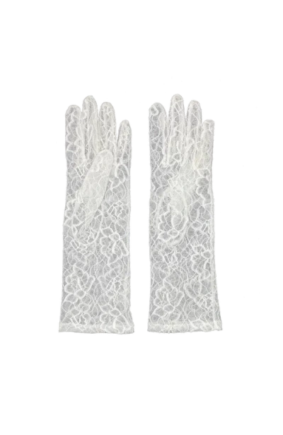 Agnelle Mid Length Lace Gloves In White
