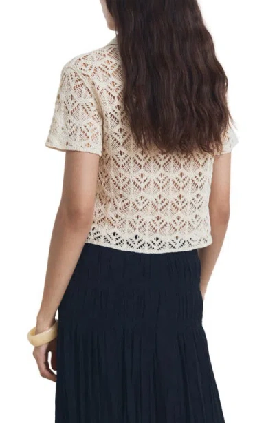 Mango Short-sleeved Crochet Sweater Ecru In White