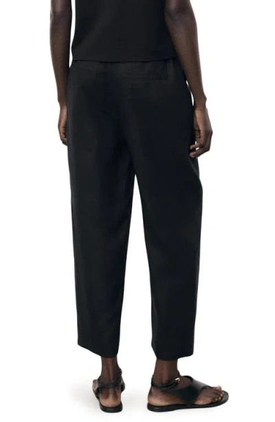 Mango Linen Drawstring Pants In Black