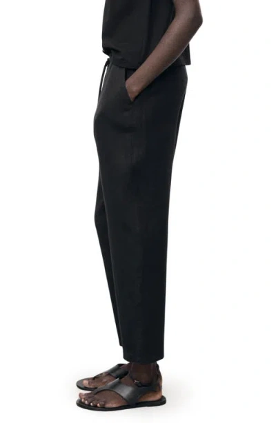 Mango Linen Drawstring Pants In Black