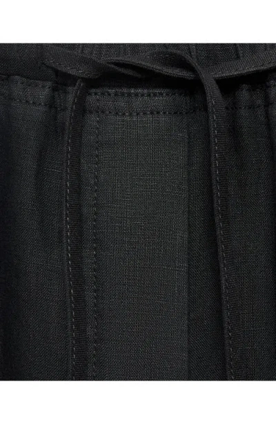 Mango Linen Drawstring Pants In Black