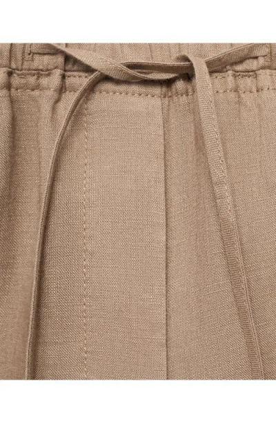 Mango Linen Trousers With Drawstring Medium Brown In Black