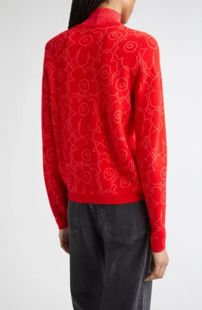 Marimekko Mutka Mini Piirto Unikko Wool Blend Cardigan In Red