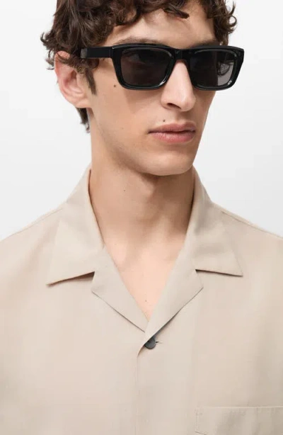 Mango Regular Fit Lyocell Camp Shirt In Neutral
