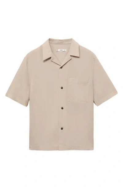 Mango Regular Fit Lyocell Camp Shirt In Neutral