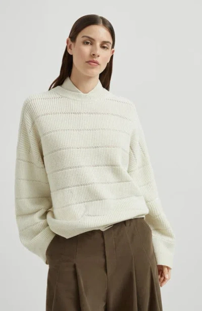 Brunello Cucinelli Dazzling Sweater With Openwork Stripes In Neutral