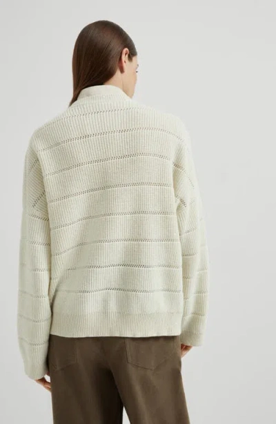 Brunello Cucinelli Dazzling Sweater With Openwork Stripes In Neutral