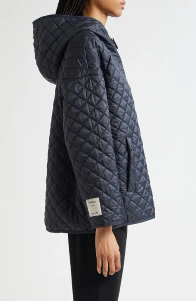 Max Mara Diamond-patterned Quilted Jacket With High Collar In Blue